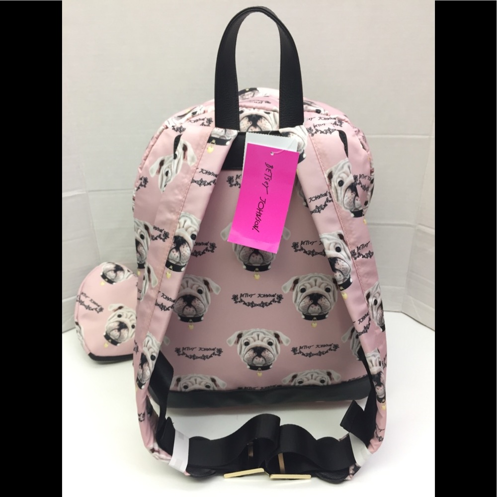 Betsey Johnson 🐕 Pug Bulldog Backpack w/Wristlet - Picture 2 of 8